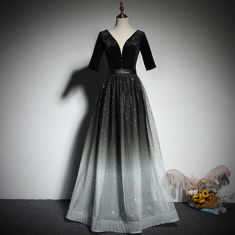 A-line black evening dress new prom dress party gowns fg192