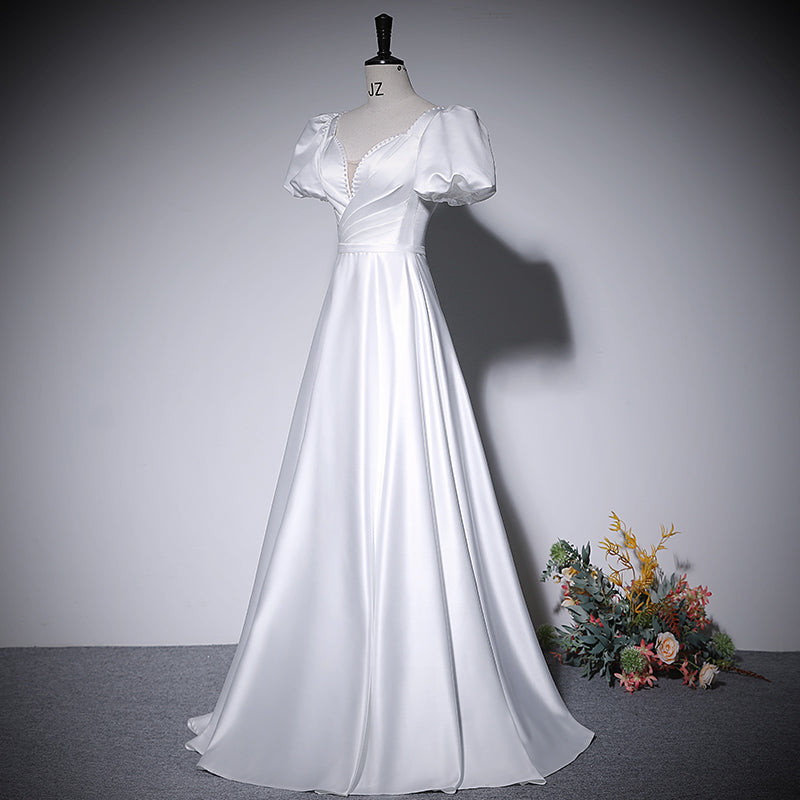 A line white evening dress new prom dress party gowns fg216