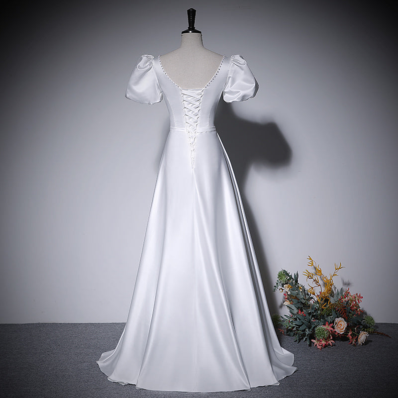 A line white evening dress new prom dress party gowns fg216