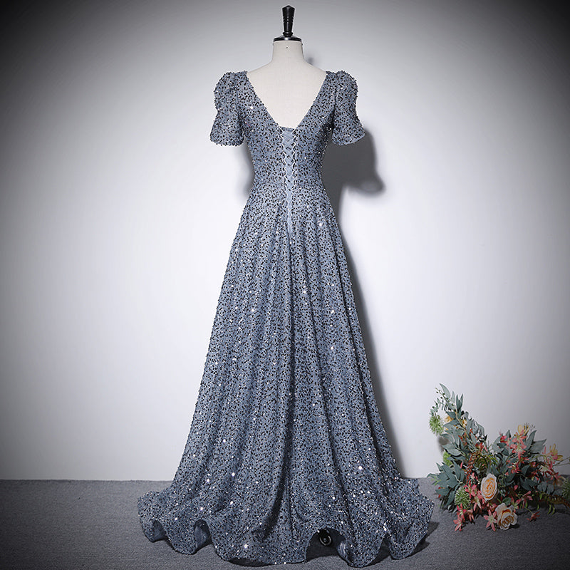 Silver a line evening dress new prom dress party gowns fg227