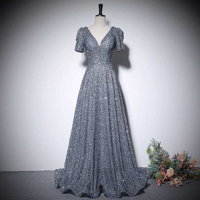 Silver a line evening dress new prom dress party gowns fg227
