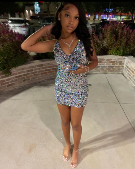 Short Sequins Short Homecoming Dress Gliter Party Dress fg246