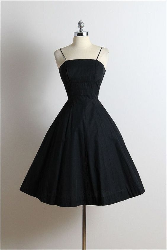 Mini A Line Black Spaghetti Straps Short Prom Dresses, Homecoming Dress fg250