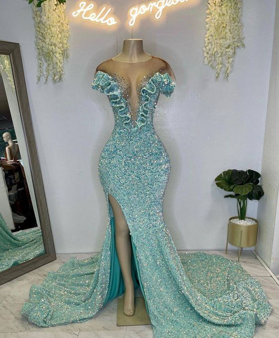 Sequin prom dres, vintage prom dresses, sparkly prom dresses fg302
