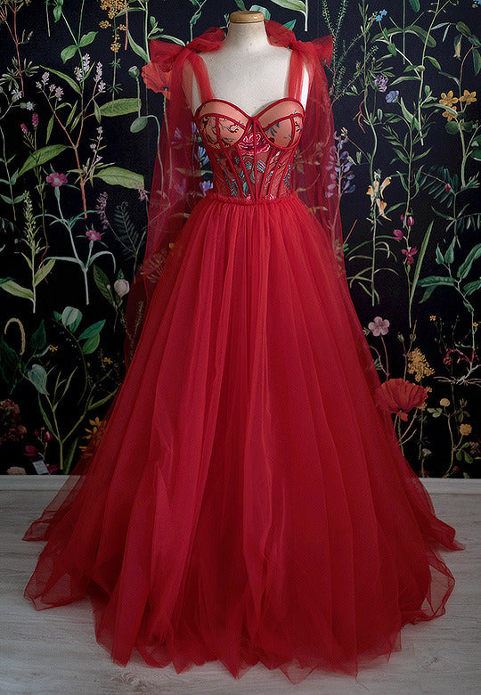 Gorgeous red Long evening dress Prom Dresses fg408