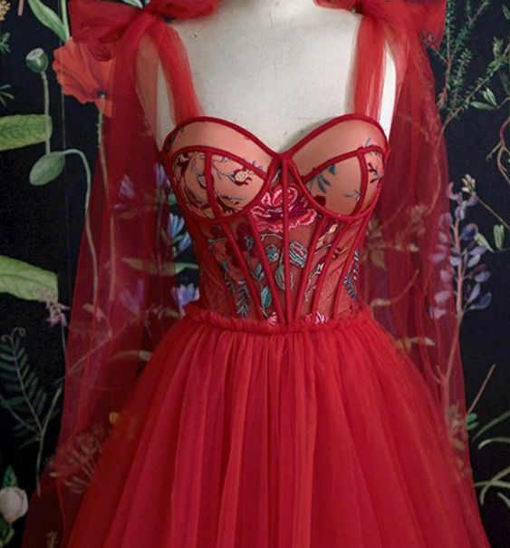 Gorgeous red Long evening dress Prom Dresses fg408