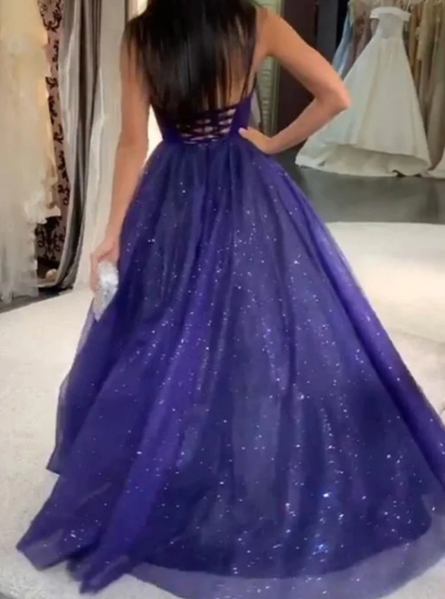 hiny V Neck Backless Tulle Long Prom Dresses Backless Formal Dresses fg482