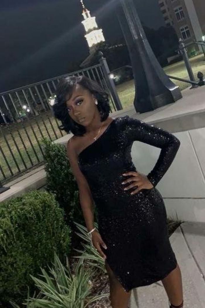 One Shoulder Black Short Length Homecoming Dress fg548