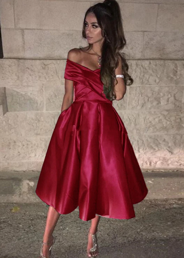 Royal Blue Knee Length Off the Shoulder Girls Homecoming Dress Short Graduation Dress fg642