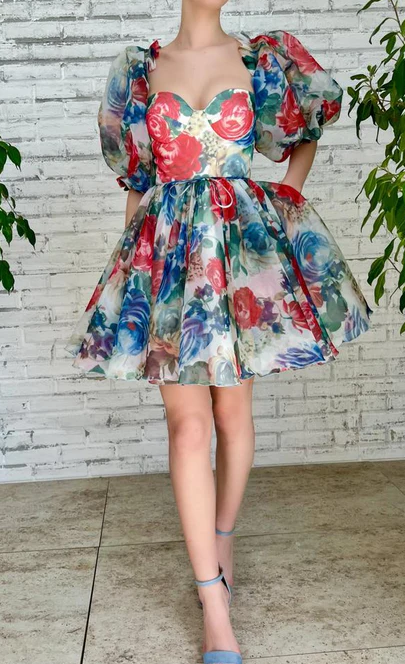 Rose Mini Dress Unique short Homecoming Dress fg692