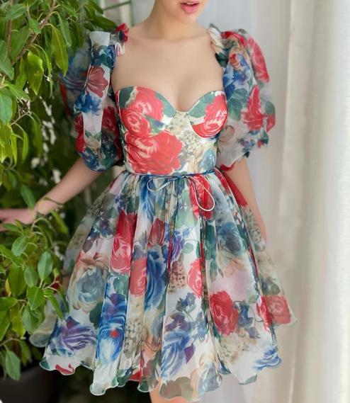 Rose Mini Dress Unique short Homecoming Dress fg692