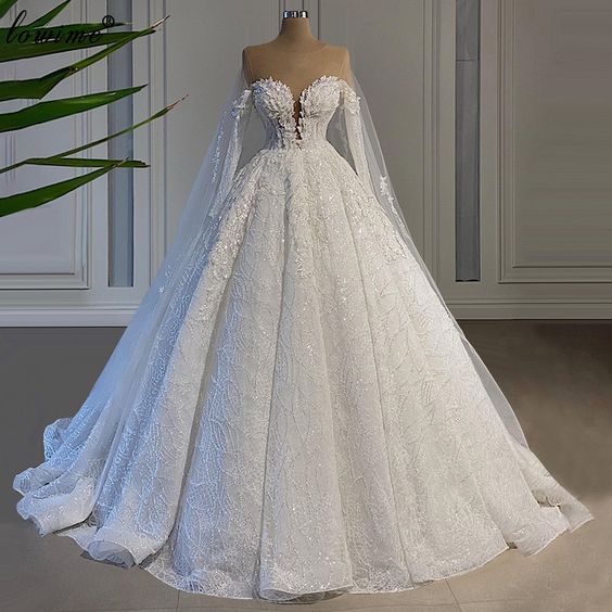 Wedding Dresses A-line Long Sleeves Princess Wedding Gowns fg710
