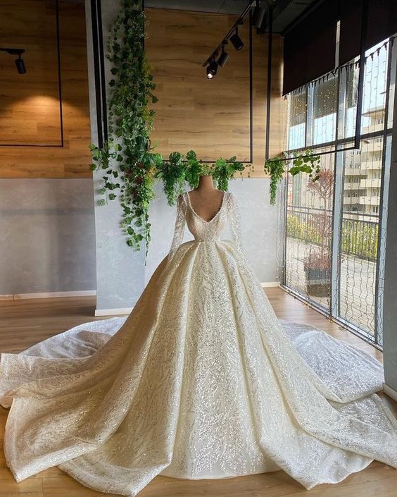 Glamorous Wedding Dress Ivory Bridal Gowns fg713