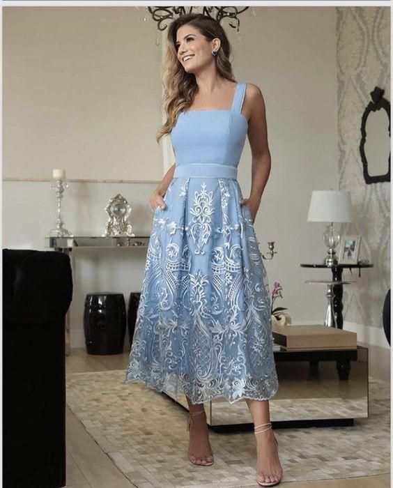 elegant blue prom dresses lace evening gown fg75