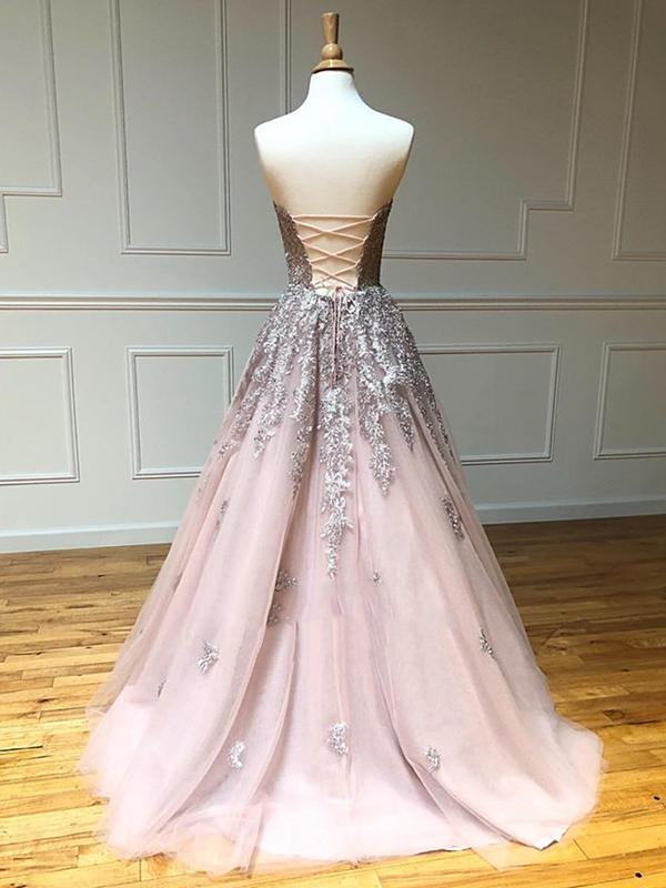 Long Lace Prom Dresses with Corset Back, Long Lace Formal Evening Graduation Dresses fg765