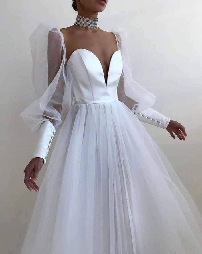2022 Simple Evening Gown Long Sleeves Prom Dresses fg789