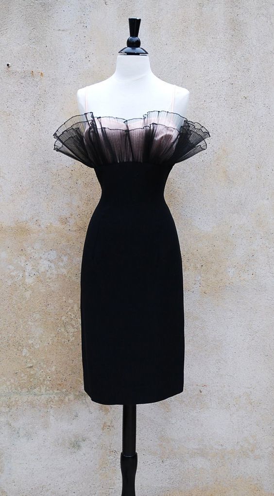 Simple black satin prom dress short evening dress fg832