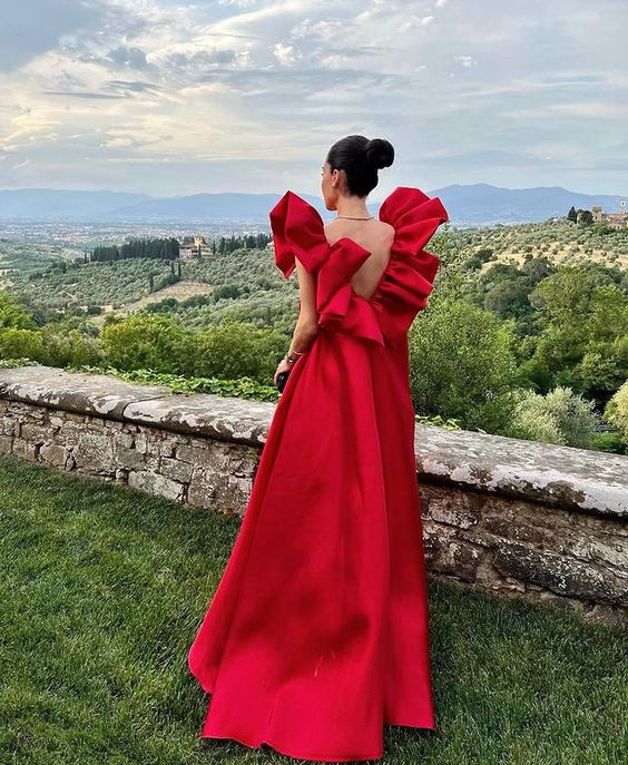 Red long formal prom dress, long evening party Gown fg899
