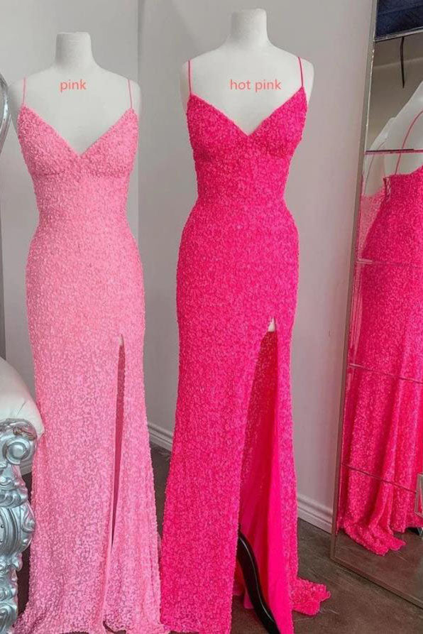 New Style Sparkly Sequin Mermaid Long Prom Dress, V Neck Long Formal Gown fg95