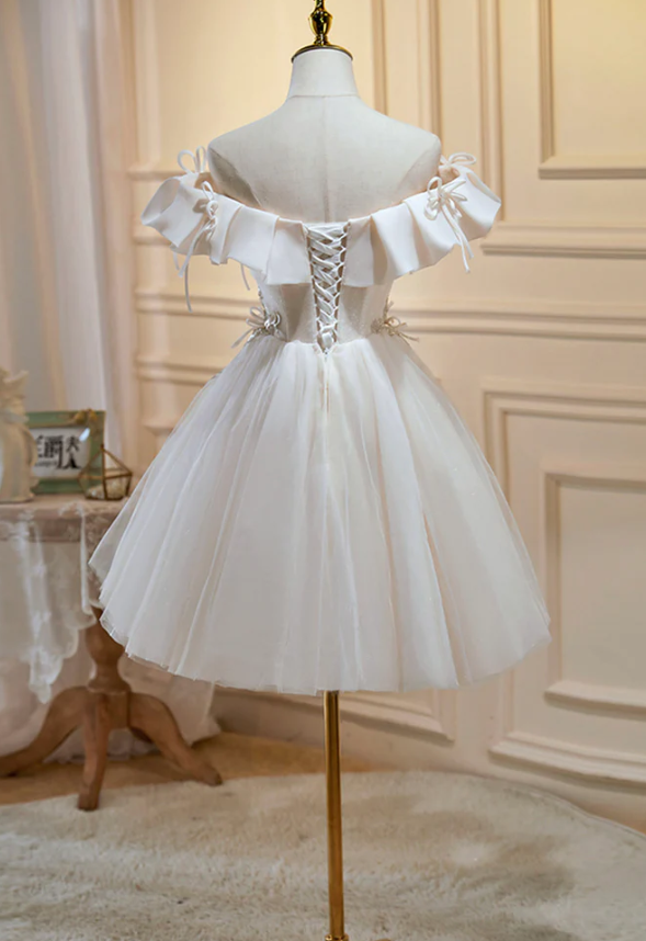 Champagne tulle sequins short prom dress homecoming dress fg960