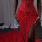 Stunning Red Mermaid Prom Gown Evening Dress for Women    fg7386