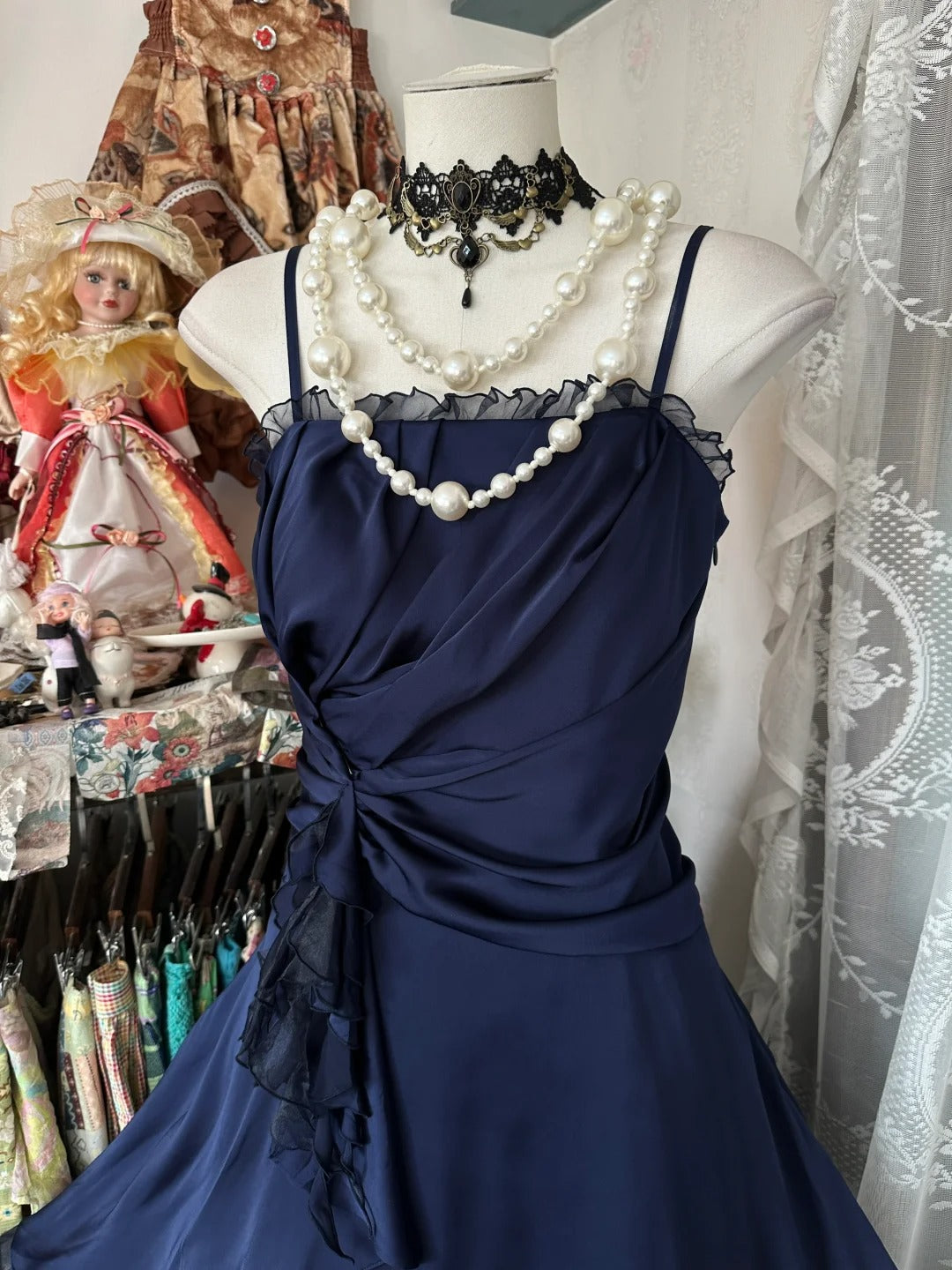 A Line Navy Blue Party Dress Short Prom Dress Birthday Dress     fg7384