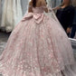 A Line Pink Quinceanera Dress Ball Gown Off Shoulder Sweet 16 Dress      fg7362