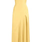 Yellow Spaghetti Straps Long Prom Dress With Slit      fg6898