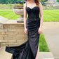 Spaghetti Straps Appliques Satin High Slit Party Prom Formal Evening Dress       fg6988