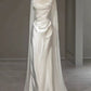 White Satin Pleats Straps Wedding Dress      fg5604