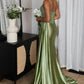 Spaghetti Straps Appliques Satin High Slit Party Prom Formal Evening Dress       fg6988