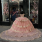 Pink Princess Quinceanera Dress with Off Shoulder Ball Gown     fg6820