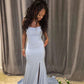 Light Blue Mermaid Long Prom Dress Elegant Evening Party Dress     fg7315