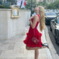 Red Party Dress Short Prom Dress Birthday Dress     fg7334