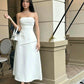 White Strapless Prom Dress, Elegant Evening Party Dress     fg7323