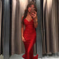 Red V-Neck Mermaid Long Prom Dresses      fg6709