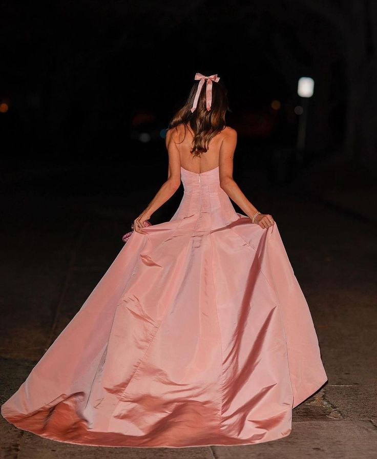 A Line Pink Strapless Prom Dress, Elegant Evening Party Dress     fg7325