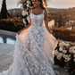 3D Flowers Appliques Long Wedding Dress Princess Bridal Gown       fg7373