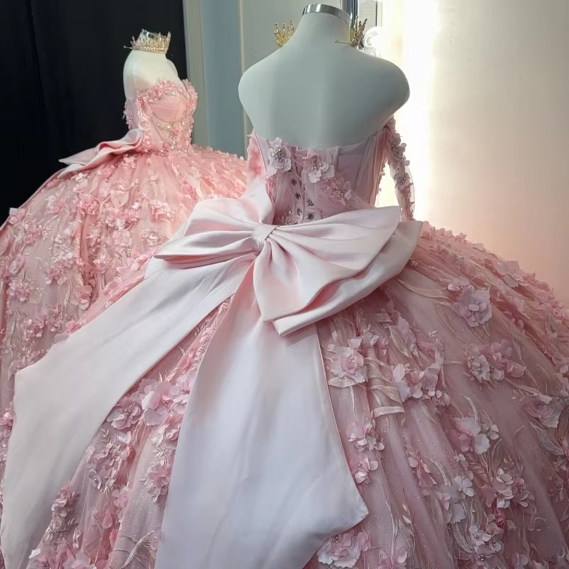 Off the shoulder quinceanera dress for girls birthday party prom dresses sweet 16 dresses pink    fg7365