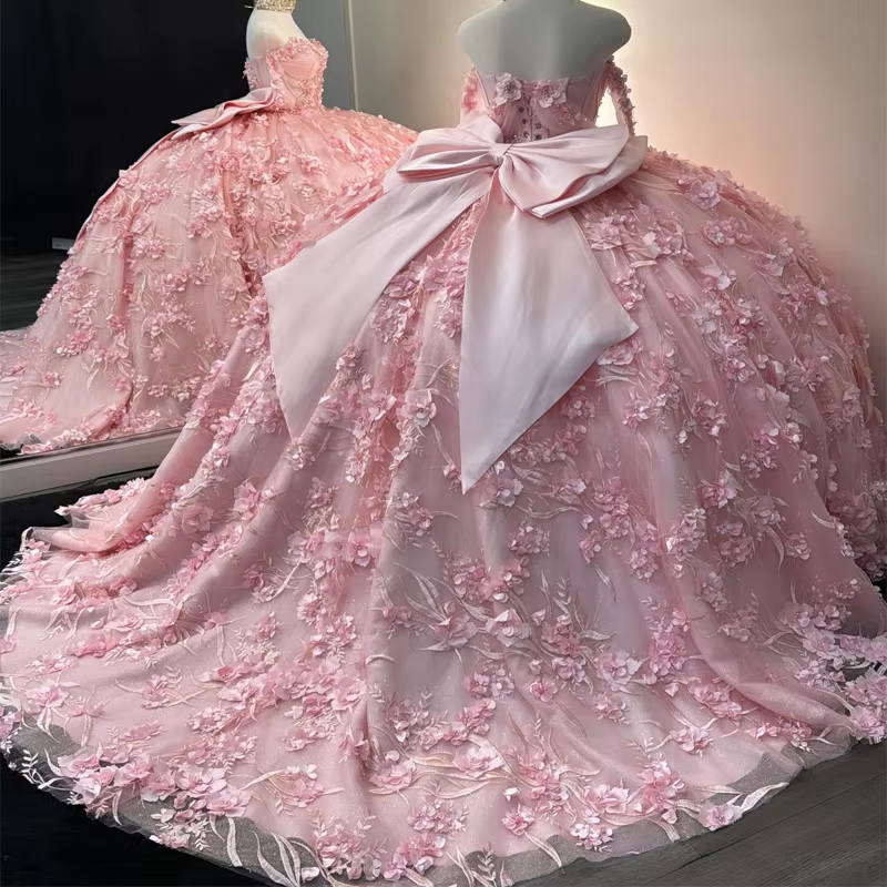 Off the shoulder quinceanera dress for girls birthday party prom dresses sweet 16 dresses pink    fg7365