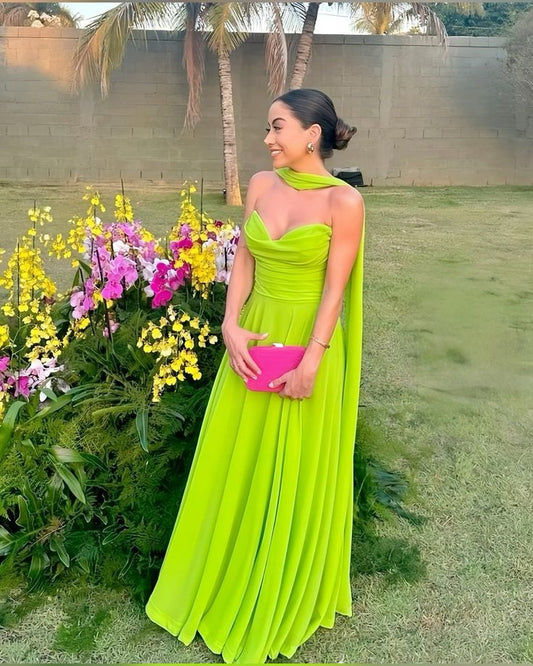 simple bright green chiffon prom dresses, formal party dress long      fg6259