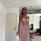 Mermaid Pink Tulle Long Prom Dress, Evening Formal Dress     fg7253