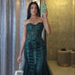 Dark Green Sweetheart Mermad Tulle Sequins Long Prom Dress       fg6995