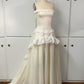 Modest A Line Strapless Lace Sleeveless Ivory Long Prom Dress Evening Dresses        fg7138