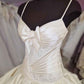 A Line Long Satin Lace Wedding Dress Spaghetti Straps Bridal Gown    fg7229