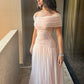 Elegant Off-shoulder Sleeveless Light Pink Long Evening Prom Dresses     fg6972