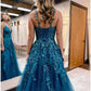 A Line Glitter Tulle Lace Prom Dress     fg7005