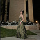 A line Strapless Green Floor Length Ball Gown Evening Dress     fg7018