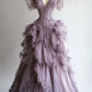 Lavender Prom Dresses Lace Ruffles Prom Party Gowns Princess Formal Dresses      fg7223