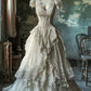 A Line Ivory Lace V Neck Wedding Dress Long Bridal Gown    fg7230